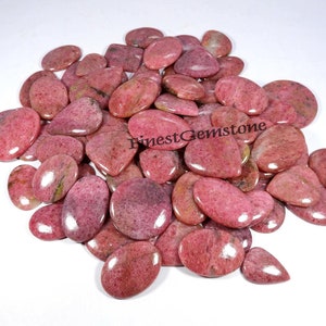 Piedra preciosa de rodonita rosa. Rodonita natural. ¡Fabuloso! Cabujón de rodonita. Lote al por mayor de rodonita pulida a mano, 37 piezas, 2500 quilates para joyería.