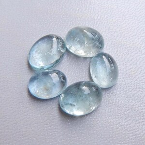 Trendy~ Cabochão de água-marinha azul-celeste. Pedra preciosa natural de água-marinha. Lote de atacado 5 peças de forma oval de água-marinha para joias. KB-7517