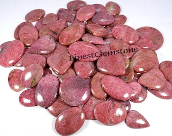 Natural Pink Rhodonite Cabochon Gemstone Loose For Jewelry Making 1To 72Pcs Bulk Lot