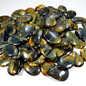 AAA+ blauwe tijgeroog cabochon. Natuurlijke blauwe tijgeroog-edelsteen. Blauw tijgeroog groothandel lot 1000 cts 19 stuks mix vorm tijgeroog voor sieraden