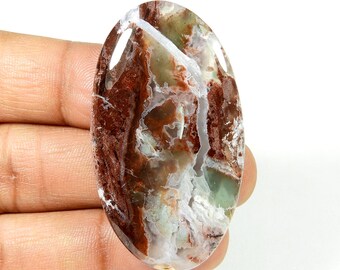 Bruingroen aqua chalcedoon cabochon natuurlijke edelsteen los voor het maken van sieraden 73 kts KB-11494