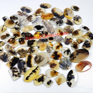 Dendritische kwarts Shajar-edelsteen. Schilderachtige edelsteen. Tree Designer Shazar dendriet cabochon. Groothandelkavel groter dan 25 mm Scenic dendriet