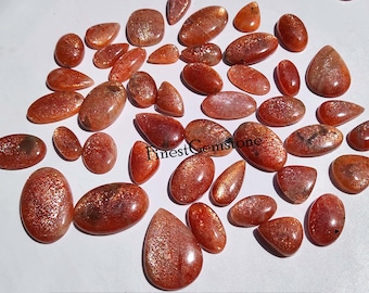 Rainbow Lattice Sunstone Cabochon. Fine Grade! Natural Sparkle Sunstone Gemstone. Orange Red Sunstone Loose Wholesale Lot. 30 Cts To 1 KG