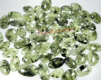 Prehnite Cabochon. Green Prehnite Gemstone. Natural Prehnite. Rutilated Prehnite Wholesale Lot 21Pcs 1000 Cts Mix Shape Prehnite For Jewelry