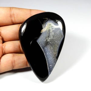 Geodo de ágata drusa de ônix preto. Incrível! Pedra preciosa drusa de ágata preta. Cabochão de drusa de ágata natural. Pedra preciosa drusa de ônix extravagante. 359 Cts KB-8087