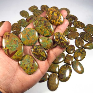 Cabochão Fruit Jasper. Top Designer~ Pedra Preciosa Fruit Jasper. Natural Fruit Jasper. Lote de Atacado Fruit Jasper Para Joias 2600 Cts 64 Pcs