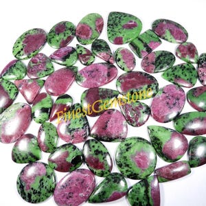 Natural Green Red Ruby Zoisite Gemstone Cabochon For Wire Wrapping 1 To6Pcs Bulk Lot
