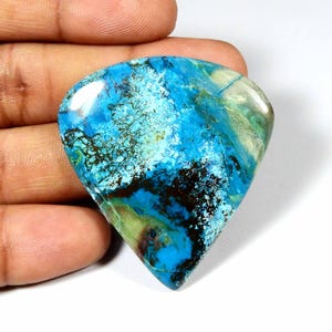 Pietra preziosa di Shattuckite blu. Shattuckite blu naturale. Enorme! Cabochon di Shattuckite. Shattuckite a forma di cuore sfusa per gioielli, 65 carati KB-7934