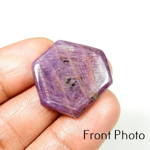 Natural Trapiche Ruby Cabochon: Purple Star Corundum Slice Loose For Wire Wrapping 34Cts KB-11700