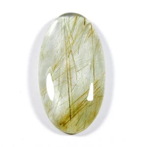 Natuurlijk rutielkwarts. Multi gouden rutiel cabochon. Rutielkwarts edelsteen. Kristalrutiel ovale vorm voor sieraden. 42 x 22 mm KB-10920