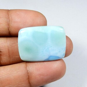 Larimar-edelsteen. Geweldig! Natuurlijke larimar-cabochon. Hemelsblauwe Larimar. 29 x 21 mm rechthoekige vorm Designer Larimar los. 38 kts KB-9188
