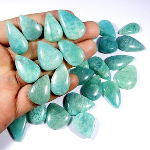 Pietra preziosa amazzonite. Cabochon amazzonite. Amazzonite verde naturale. 36 pezzi lotto all'ingrosso amazzonite a forma di pera gioielli uso 629 ct KB-10957