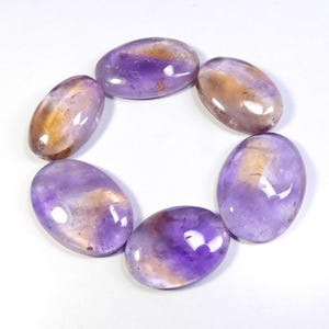 Cabochon jaune violet en amétrine. Amétrine violette naturelle. Pierre précieuse d'amétrine. Lot ovale en cristal d'amétrine en gros. 6 pièces 346 pièces KB-10766