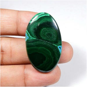 Pietra preziosa crisocolla di malachite verde blu. Malachite Crisocolla Naturale. Cabochon di malachite crisocolla di forma ovale sciolto 65 ct KB-10241