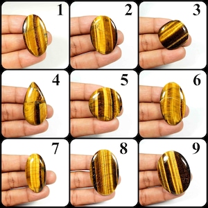Incredibile! Cabochon di occhio di tigre. Gemma gialla di occhio di tigre appariscente. Occhio di tigre naturale. Occhio di tigre di forma mista per gioielli. Variazione: A