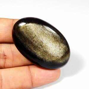 Affascinante! Cabochon di ossidiana dorata. Gemma di ossidiana dorata e lucente. Ossidiana naturale brillante. Ossidiana ovale per gioielli, 66 carati KB-7993