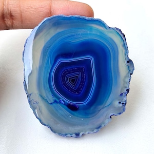 Cabochon van natuurlijke agaat. Blauwe agaat schijf edelsteen. Snijd Druzy Geode-edelstenen los. Blauwe schijfje Druzy Agaat edelsteen. 250 cts KB-9525