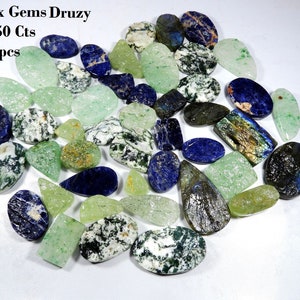 Labradoriet Sodaliet Prehniet Mosagaat Druzy-edelsteen. Natuurlijke mix edelstenen Druzy cabochon. Groothandelkavel 72 stuks 4350 cts mix Druzy cabochon.