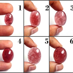 Aardbeikwarts cabochon. Exotisch! Roze aardbeienkwarts. Natuurlijke aardbeienkwarts edelsteen. Groothandel losse aardbeienkwarts. Variatie: