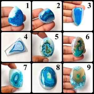 Nice~ neonblauwe agaat-druzy cabochon. Druzy natuurlijke onyx-agaat. Neonblauwe onyx druzy-edelsteen. Mix Onyx Druzy-agaat los. Variatie.