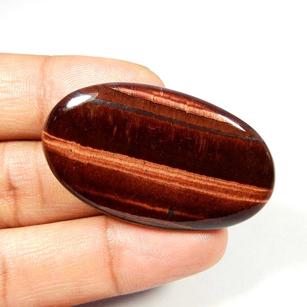 Natural Tiger Eye Gemstone. Wonderful! Red Tiger Eye Cabochon. Red Tiger Eye. 44x26 mm Oval Shape Tiger Eye For Pendant. 50 Cts. KB-10435