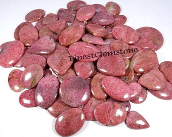 Natural Rhodonite Cabochon Pink Gemstone Loose For Wire Wrapping 72 Pcs Bulk Lot 5000Cts