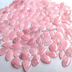 COLEÇÃO! Cabochão de quartzo rosa. Pedra preciosa natural de quartzo rosa. Lote de cristal de quartzo rosa com preço de atacado e formatos variados para uso em joias soltas.