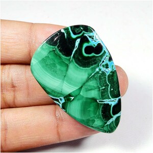 Pietra preziosa crisocolla di malachite verde blu. Cabochon di crisocolla e malachite. Malachite naturale di crisocolla a forma di pera sciolta da 92 ct. KB-10244