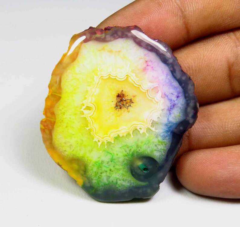 44x36 mm KB-3796 Solar Quartz Solar Slice Agate Geode Multi Color Rainbow Solar Slice Gemstone Loose Solar Quartz Cabochon Top Grade