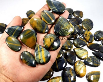 Blue Tiger Eye Cabochon Natural Gemstone For Jewelry Making Bulk Lot 2500 Ct 50Pc