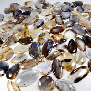 Cabochon en agate du Montana. Agate jaune du Montana. Pierre naturelle d'agate du Montana. Vente en gros, lot de 15 pcs, mélange de 500 cts en agate du Montana guérissante.