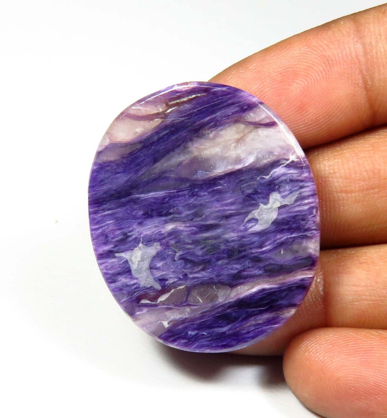 Oval Shape Purple Charoite Loose Jewelry Use Trendy! 34x29mm Natural Charoite Cabochon KB-5452 Natural Charoite Charoite Gemstone