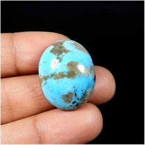 Turquoise Cabochon. Exotic! Persian Turquoise Gemstone. Natural Sky Blue Turquoise. Oval Shape Firoza Turquoise Back Is Dome. 34 Cts KB-9055