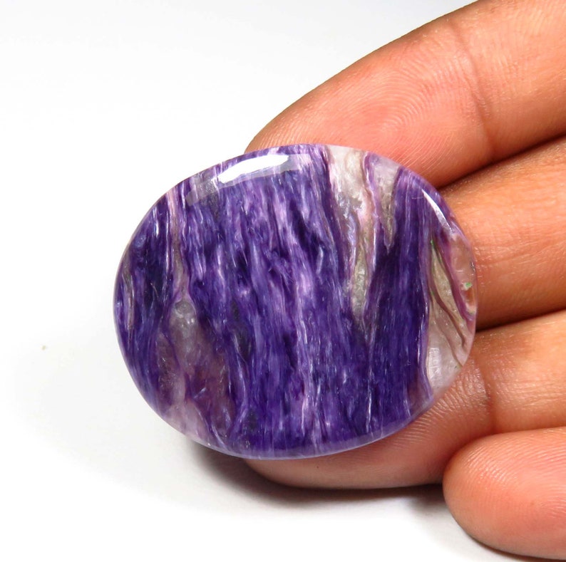Oval Shape Purple Charoite Loose Jewelry Use Trendy! 34x29mm Natural Charoite Cabochon KB-5452 Natural Charoite Charoite Gemstone