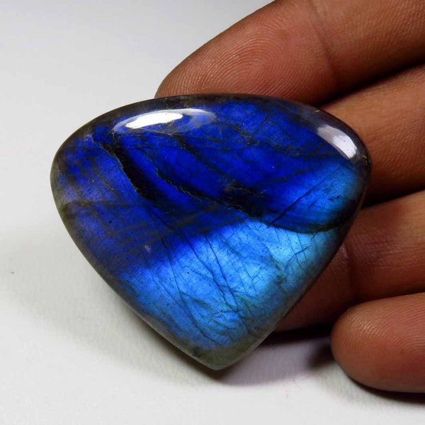 Blue Labradorite Cabochon. Top Grade! Natural Blue Flash Labradorite Gemstone. Heart Shape Labradorite Loose For Jewelry. 74 Cts. KB-4453