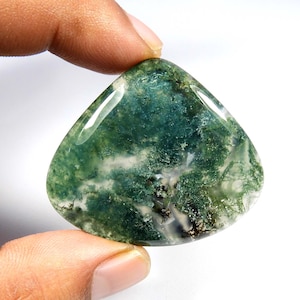 Cabujón de ágata musgosa. Ágata musgosa de algas verdes naturales. Elegante piedra preciosa de ágata musgosa. Ágata musgosa en forma de corazón para joyería. 80 quilates. KB-8204