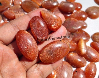Rainbow Lattice Sunstone Gemstone. Orange Red Sunstone Cabochon. Wholesale Lot For 1000 Cts 38 Pcs Natural Sparkle Sunstone For Jewelry.