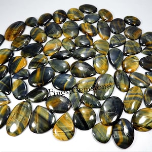 Blauwe tijgeroog cabochon. TOP! Blauwe tijgeroog edelsteen. Natuurlijk blauw tijgeroog groothandel. Tijgeroog met gemengde vorm voor sieraden. 1 tot 105 stuks