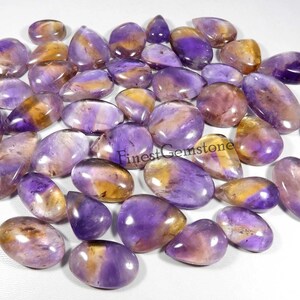 Ametista amarelo-púrpura. Que gracioso! Pedra preciosa de ametista. Cabochão de ametista natural. Preço de atacado: Lote com 2500 unidades, 47 peças de cristal de ametista avulso.