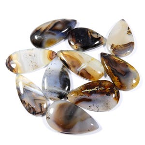 Cristallo di agata gialla Montana. Pietra preziosa naturale di agata Montana. Lotto all'ingrosso da 10 pezzi a forma di pera Montana Cabochon Gioielli Uso 194 carati KB-10984