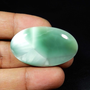 Hemimorfiet edelsteen. Hemimorfiet. Hemelsblauwe hemimorfietcabochon. Larimar-ontwerp hemimorfiet. 44 x 24 mm ovale hemimorfiet. KB-10339