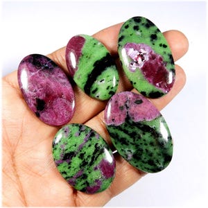 Natural Ruby Zoisite Cabochons Gemstone Loose For Wire Wrapping (5 Pcs Lot KB-11118