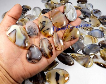 Natural Yellow Montana Agate Gemstone Cabochon Loose For Jewelry Making 7Pcs Bulk Lot 250Cts.
