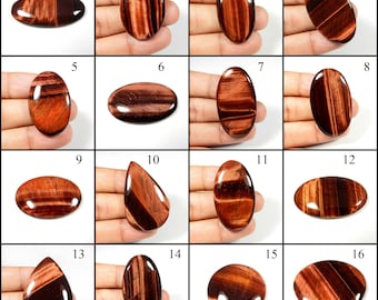 Geweldig! Rood tijgeroog. Natuurlijke cabochon met tijgeroog. Rode tijgeroog edelsteen. Tijgeroog met gemengde vorm voor sieraden. Variatie: