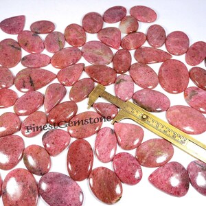 Rodonita. Cabujón de Rodonita Natural. ¡ENCANTADOR! Piedra preciosa de rodonita rosa. Rodonita pulida a mano para joyería Lote al por mayor 14 piezas 1000 Cts.
