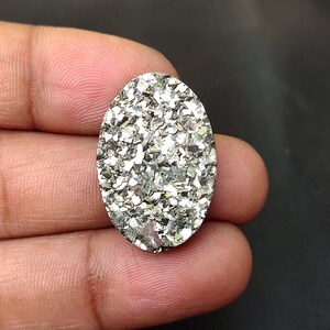 Mooie ~ pyriet-druzy-cabochon. Natuurlijke gouden pyriet-druzy-edelsteen. Druzy-geode van pyrietkristal. 37 kt ovale pyriet voor sieraden. KB-10275