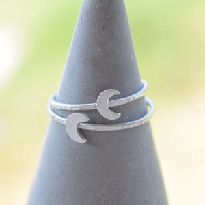 Crescent moon sterling silver stacking ring image 1