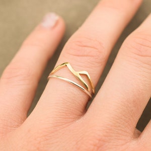 Bergring, ringset, gemengde metalen ring, tweekleurige ring