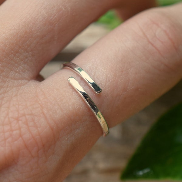 Anello regolabile, anello in argento spesso, anello polsino aperto, anello in argento sterling, anello impilabile