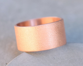 Rose gold wide band sterling silver ring, 10 mm rose gold plated sterling silver ring, wide band silver ring